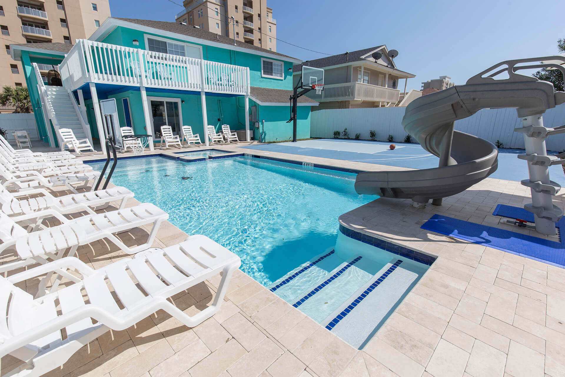 The pool at one of our South Padre Island vacation rentals