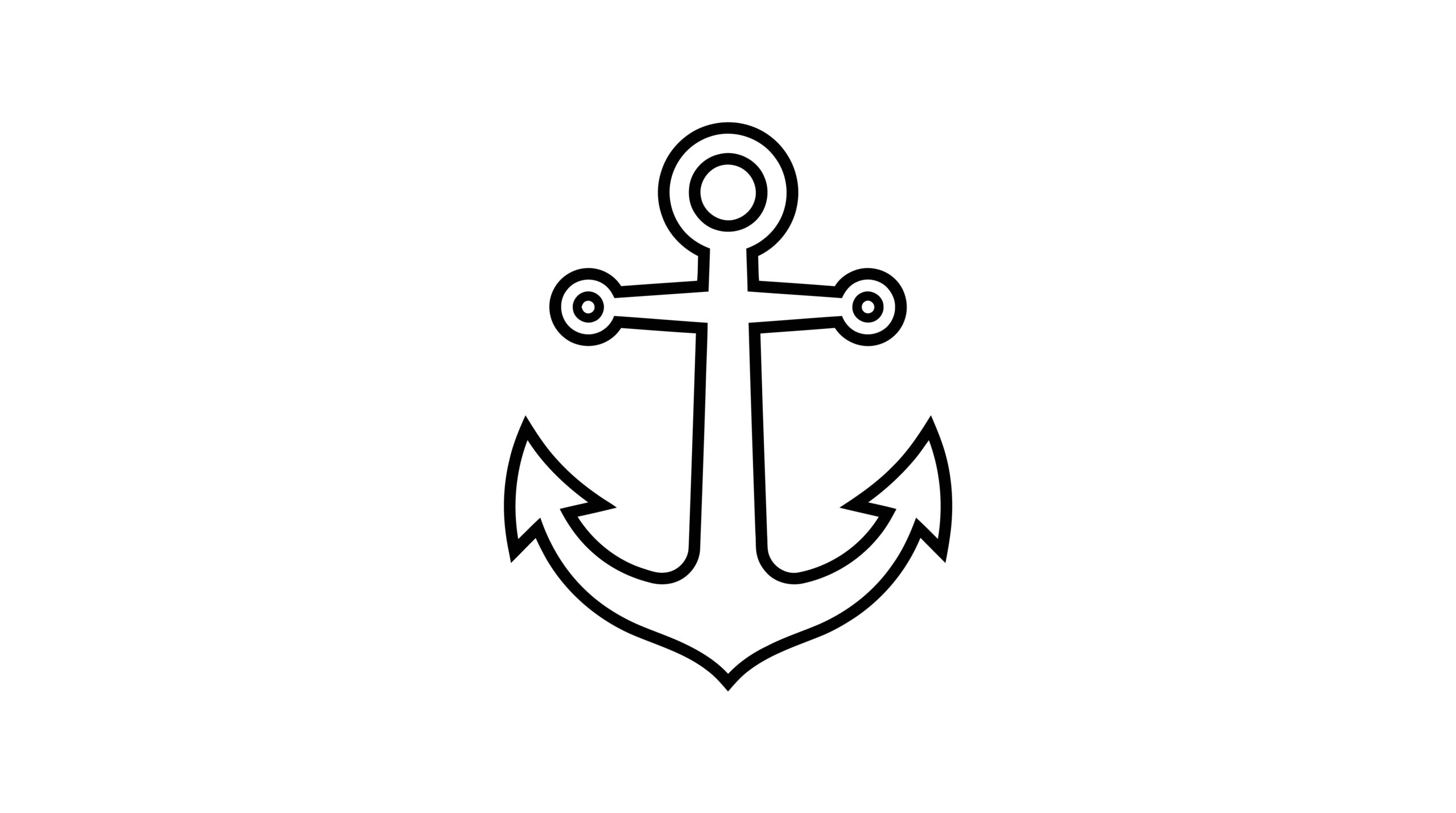 Black line art anchor symbol icon.