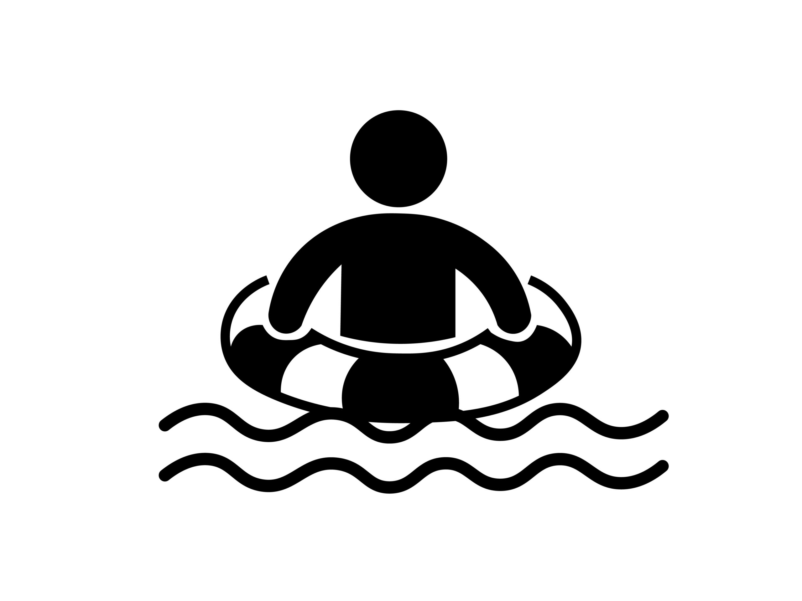Person Swimming with Lifebuoy Pictogram Icon